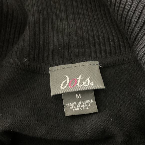 Dots Sweater Womens Medium Black Cowl Neck Pullover Ribbed Knit Long Sleeve Chic - Picture 6 of 8